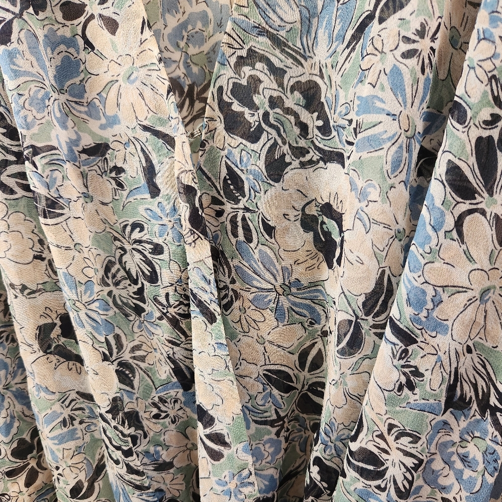 Veronica Beard Silk Dress Maggie Floral Print 3/4 Sleeve Shirred Mini Blue Sz 4 - Picture 9 of 16